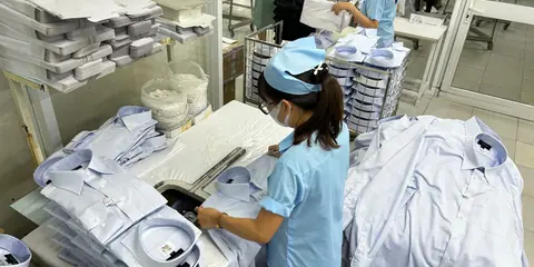 Finished shirts being packed
