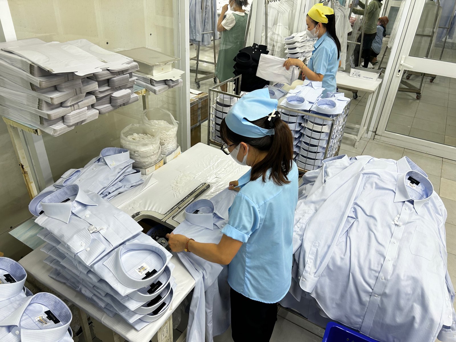 Finished shirts being packed