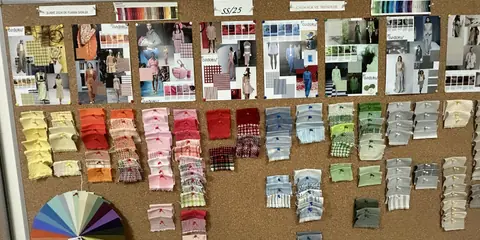 A trend board in the sample room