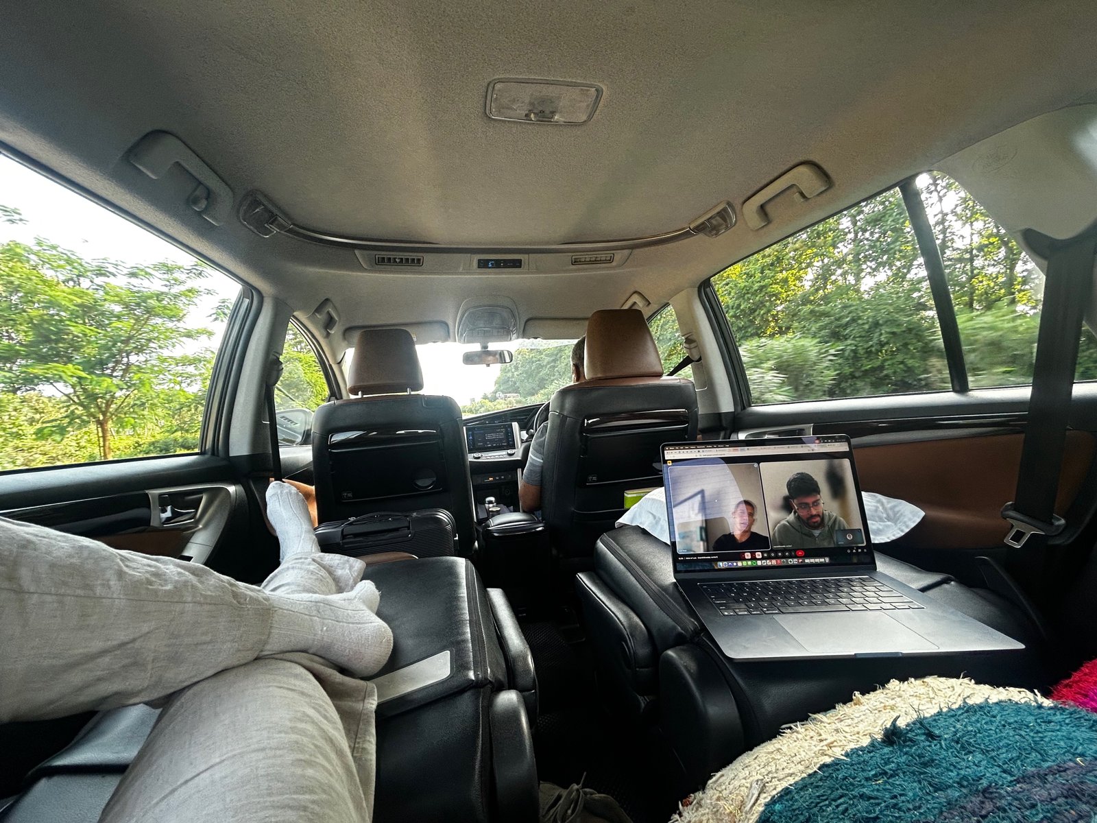 Taking a call from the car